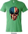 USA Skull Mens Tri Blend V-neck Shirt