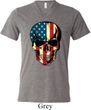 USA Skull Mens Tri Blend V-neck Shirt
