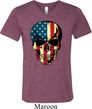 USA Skull Mens Tri Blend V-neck Shirt