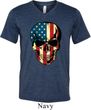 USA Skull Mens Tri Blend V-neck Shirt