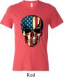 USA Skull Mens Tri Blend V-neck Shirt