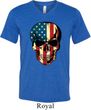 USA Skull Mens Tri Blend V-neck Shirt