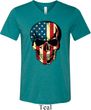 USA Skull Mens Tri Blend V-neck Shirt
