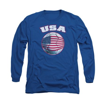 USA United States Soccer Futbol Shirt Long Sleeve Royal Blue Tee T-Shirt