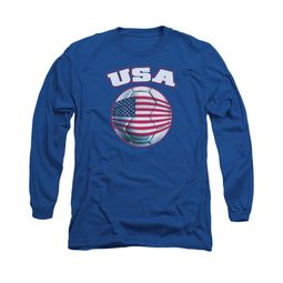 USA United States Soccer Futbol Shirt Long Sleeve Royal Blue Tee T-Shirt