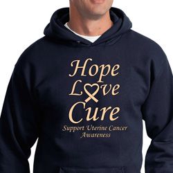 Uterine Cancer Awareness Hope Love Cure Hoodie
