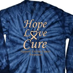 Uterine Cancer Awareness Hope Love Cure Long Sleeve Tie Dye