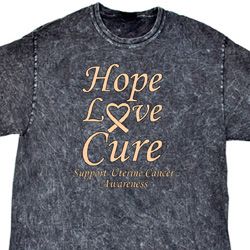 Uterine Cancer Awareness Hope Love Cure Mineral Tie Dye T-shirt