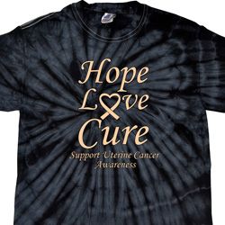 Uterine Cancer Awareness Hope Love Cure Tie Dye T-shirt