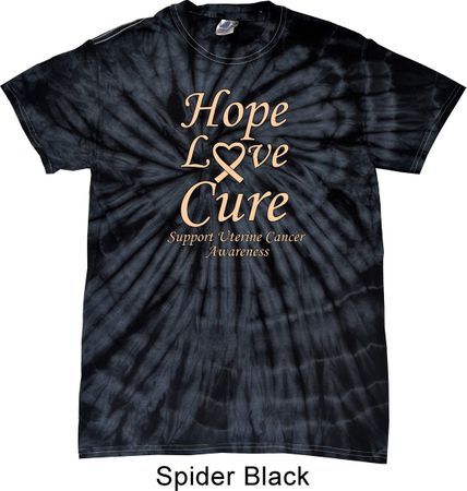 Uterine Cancer Awareness Hope Love Cure Tie Dye T-shirt