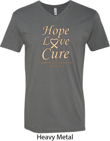 Uterine Cancer Awareness Hope Love Cure V-neck