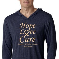Uterine Cancer Hope Love Cure Lightweight Hoodie Tee