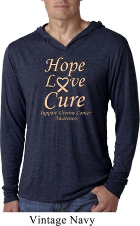 Uterine Cancer Hope Love Cure Lightweight Hoodie Tee