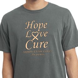 Uterine Cancer Hope Love Cure Pigment Dyed T-shirt