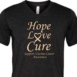 Uterine Cancer Hope Love Cure Tri Blend V-neck