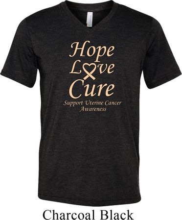 Uterine Cancer Hope Love Cure Tri Blend V-neck