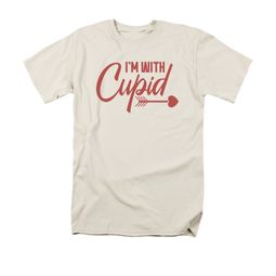 Valentine's Day Shirt I'm With Cupid Adult Cream Tee T-Shirt