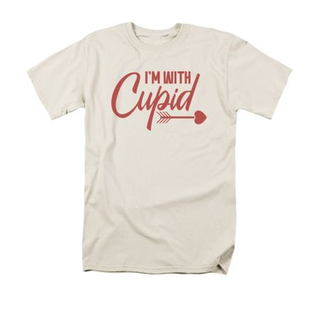Valentine's Day Shirt I'm With Cupid Adult Cream Tee T-Shirt