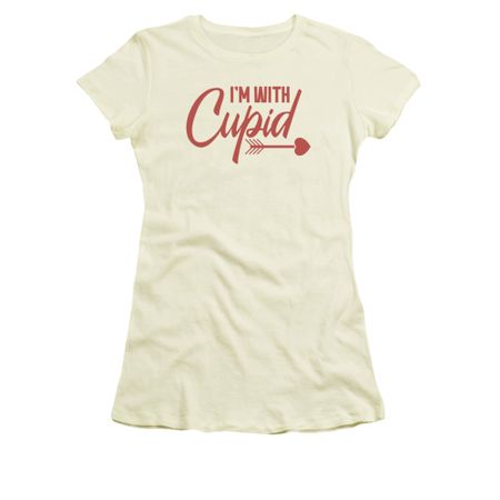 Valentine's Day Shirt Juniors I'm With Cupid Cream Tee T-Shirt