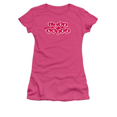 Valentine's Day Shirt Juniors Love Sucks Hot Pink Tee T-Shirt
