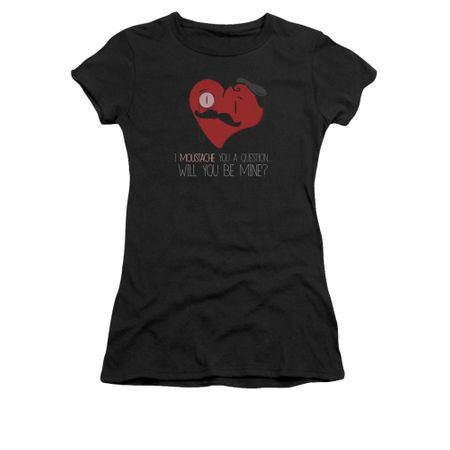Valentine's Day Shirt Juniors Popping The Question Black Tee T-Shirt
