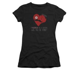 Valentine's Day Shirt Juniors Popping The Question Black Tee T-Shirt