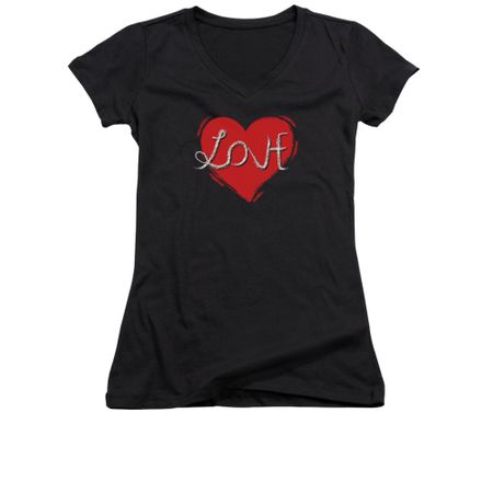 Valentine's Day Shirt Juniors V Neck Love Hate Black Tee T-Shirt