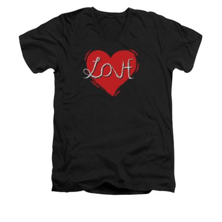 Valentine's Day Shirt Slim Fit V Neck Love Hate Black Tee T-Shirt