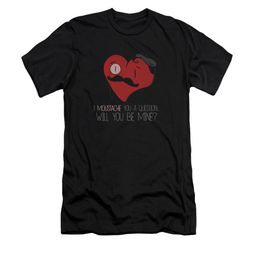 Valentine's Day Shirt Slim Fit V Neck Popping The Question Black Tee T-Shirt