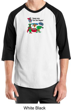 Vegetarian Shirt - Dewey Says Eat Your Veggies Raglan  Adult Shirt