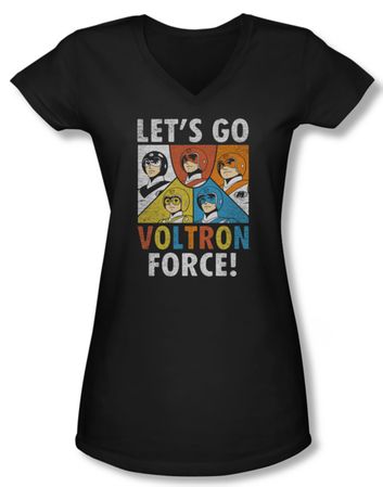 Voltron Shirt Juniors V Neck Force Black Tee Shirt