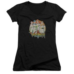 Voltron Shirt Juniors V Neck Group Black Tee T-Shirt