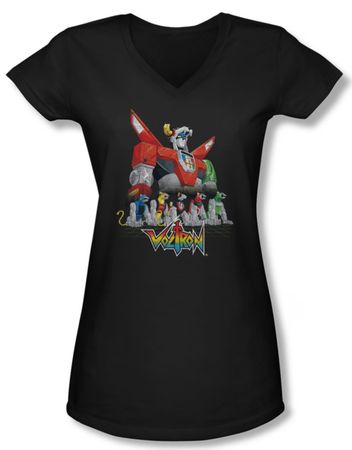 Voltron Shirt Juniors V Neck Lions Black Tee Shirt