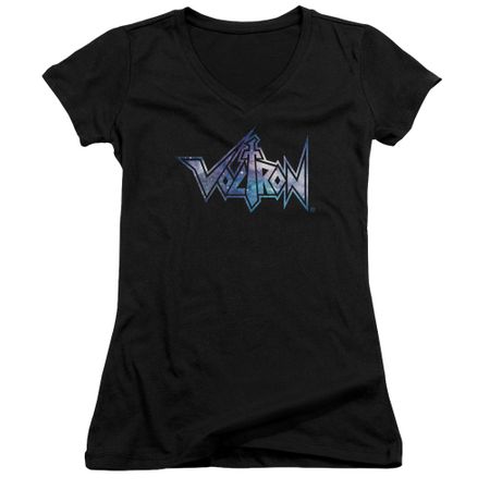 Voltron Shirt Juniors V Neck Space Logo Black Tee T-Shirt