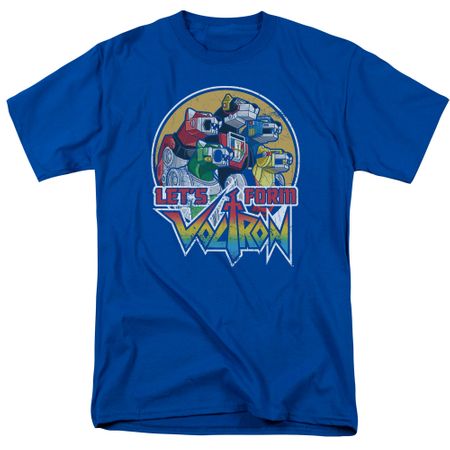 Voltron Shirt Let's Form Adult Royal Blue Tee T-Shirt