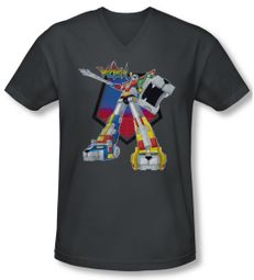 Voltron Shirt Slim Fit V Neck Blazing Sword Charcoal Tee Shirt