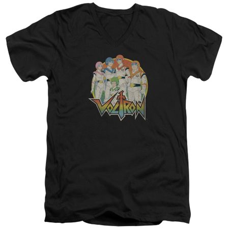 Voltron Shirt Slim Fit V-Neck Group Black Tee T-Shirt