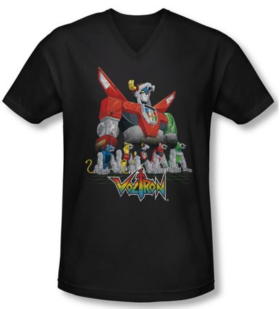 Voltron Shirt Slim Fit V Neck Lions Black Tee Shirt