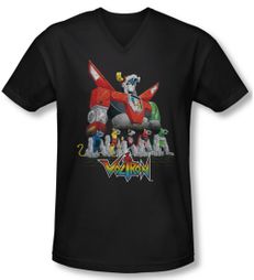 Voltron Shirt Slim Fit V Neck Lions Black Tee Shirt