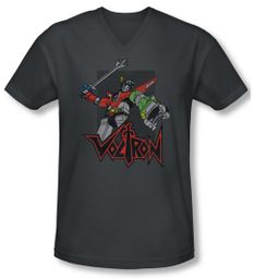 Voltron Shirt Slim Fit V Neck Roar Charcoal Tee Shirt