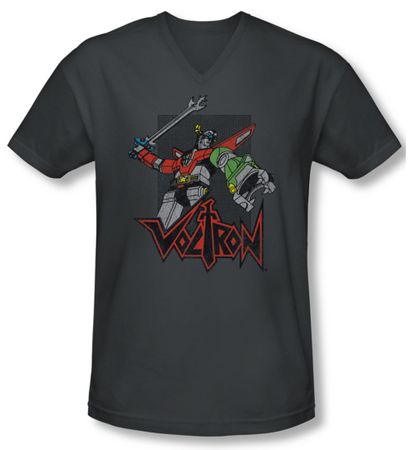 Voltron Shirt Slim Fit V Neck Roar Charcoal Tee Shirt
