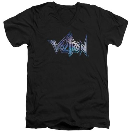 Voltron Shirt Slim Fit V-Neck Space Logo Black Tee T-Shirt
