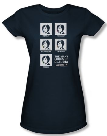 Warehouse 13 Shirt Juniors Many Looks Navy Blue Tee T-Shirt
