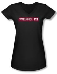 Warehouse 13 Shirt Juniors V Neck Logo Black Tee Shirt