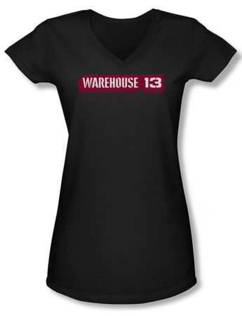 Warehouse 13 Shirt Juniors V Neck Logo Black Tee Shirt