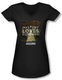 Warehouse 13 Shirt Juniors V Neck Mystery Loves Black Tee Shirt Warehouse 13 Shirt Juniors V Neck Mystery Loves Black Tee Shirt
