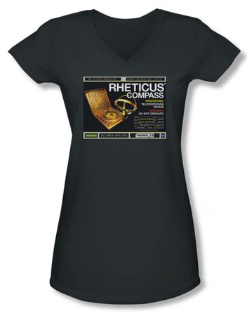 Warehouse 13 Shirt Juniors V Neck Rheticus Compass Charcoal Tee Shirt