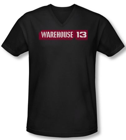 Warehouse 13 Shirt Slim Fit V Neck Logo Black Tee Shirt