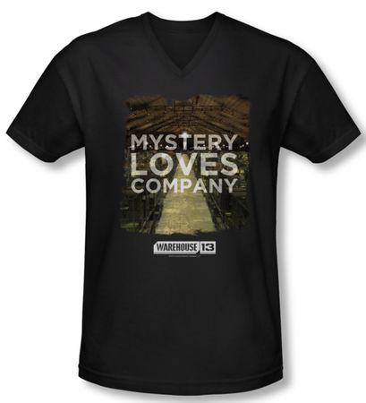 Warehouse 13 Shirt Slim Fit V Neck Mystery Loves Black Tee Shirt
