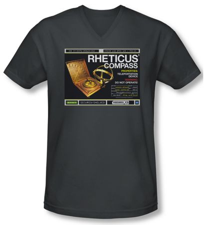 Warehouse 13 Shirt Slim Fit V Neck Rheticus Compass Charcoal Tee Shirt